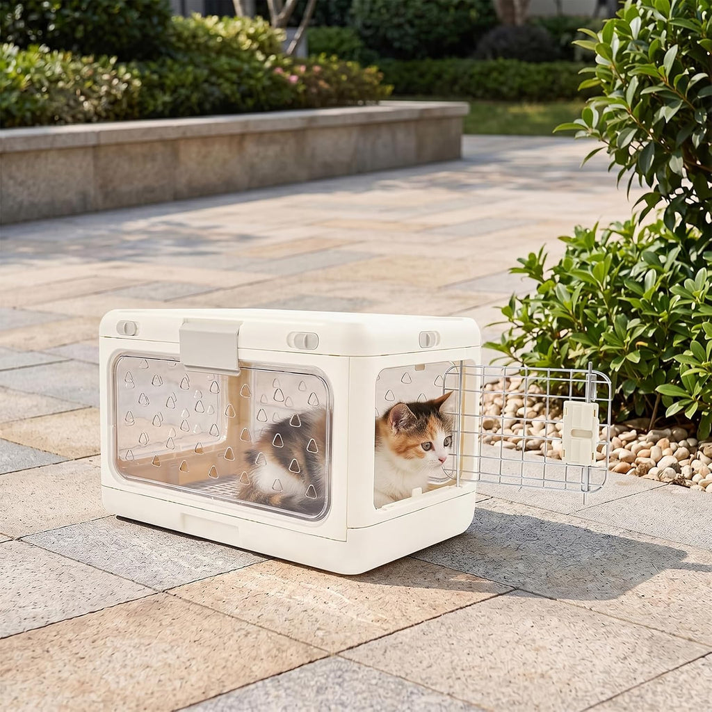 Foldable Hard Shell Pet Carrier, Collapsible Hard Sided Cat Carrier