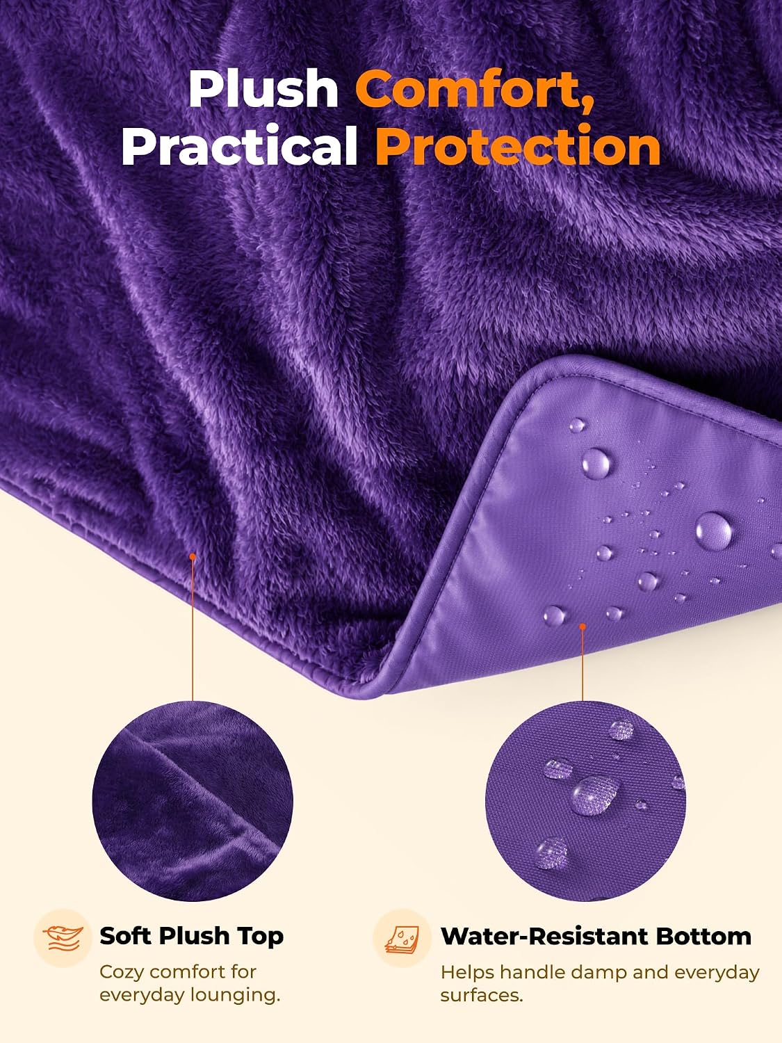 ORORO 2-Zone Heated Pet Blanket, Soft Portable Pet Mat (28" x 30")