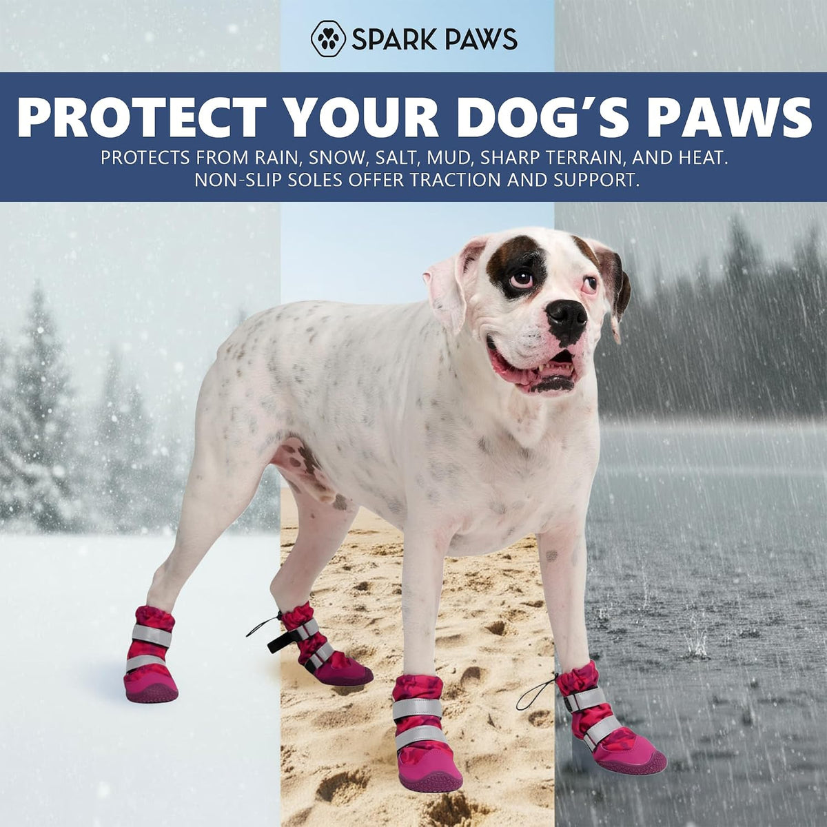 Spark Paws Dog Winter Boots, Waterproof Snow Booties, Small Large Dogs
