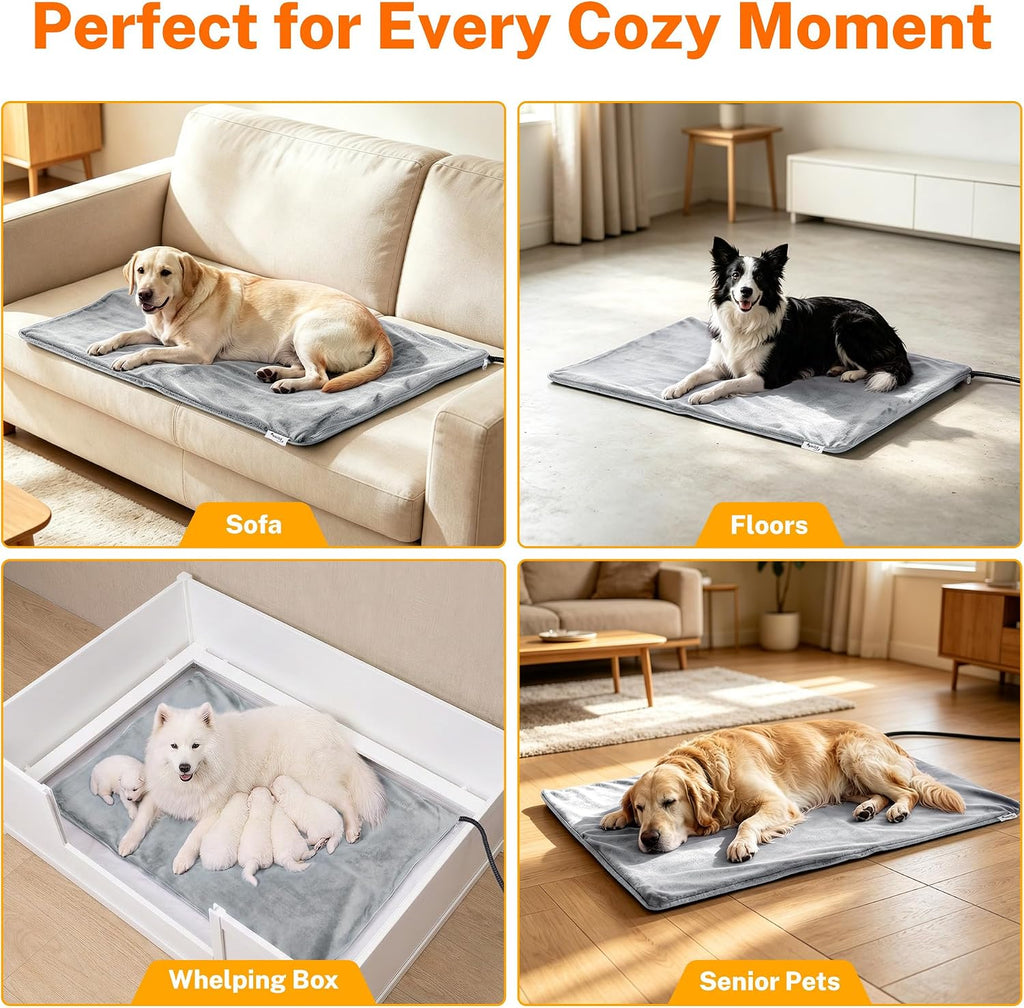 Toozey Cat Heating Pad for Cats & Dogs, Heated Cat Bed Mat, 18x16 in, Grey