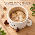 Coffee Cup Cat Bed, Teacup Shaped Handwoven Pet Bed for Cats Small Dogs