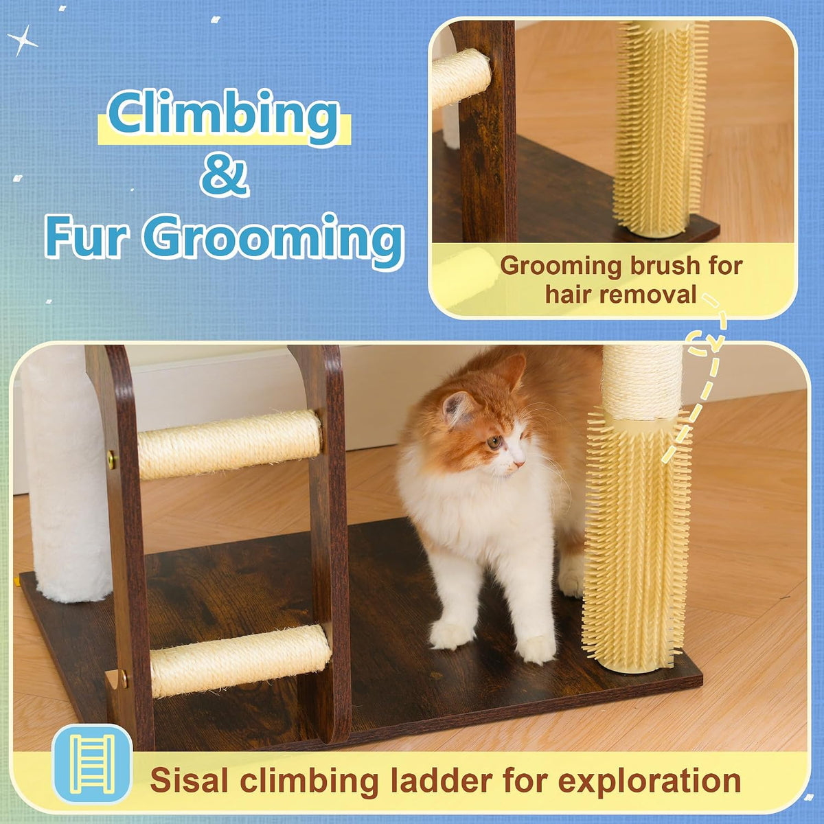 Hey-brother Wooden Cat Tree, Furniture Tower with Large Platforms, MPJ121SR