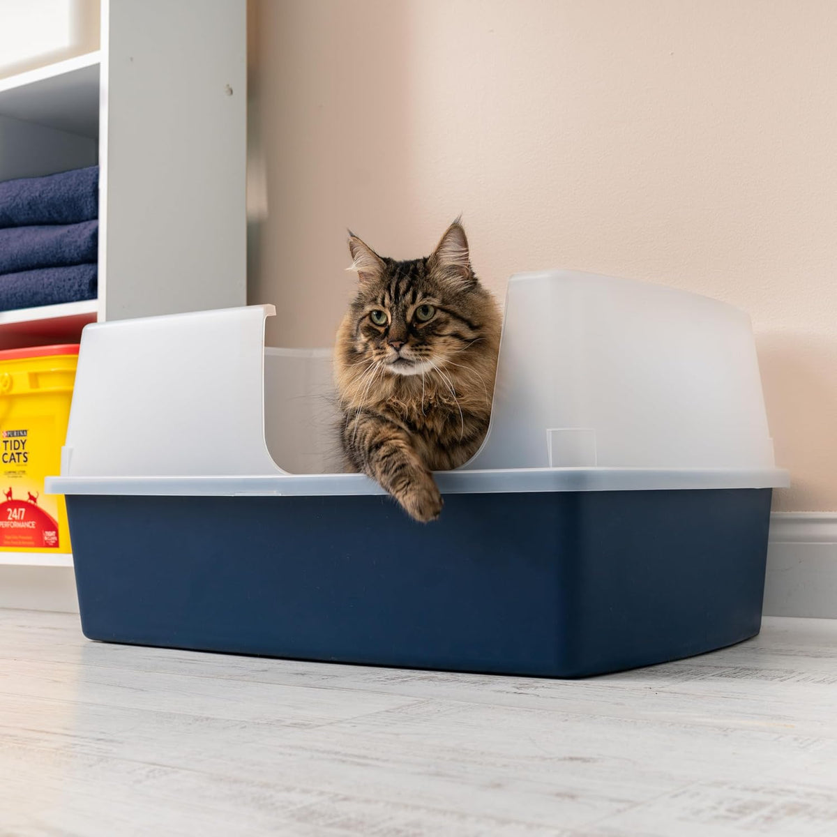 IRIS USA XX-Large Side Entry Cat Litter Box, Navy