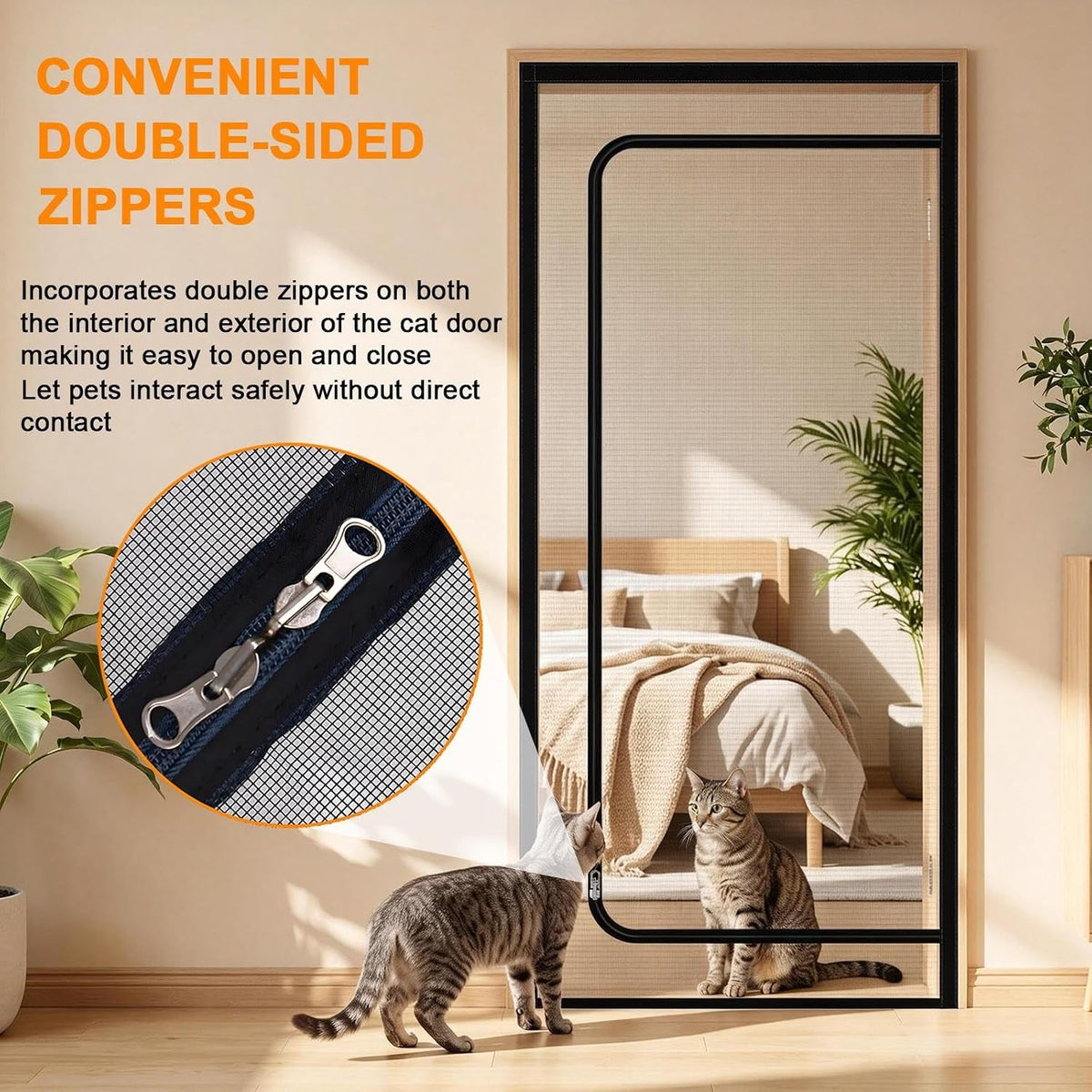 Reinforced Cat Screen Door, 36x76in Heavy Duty Pet Screen Door