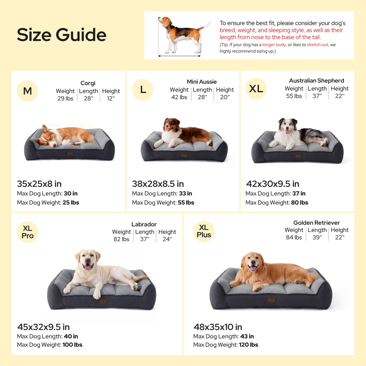 Bedsure SupportMax® Extra Thick Orthopedic XL Dog Beds Large Sized Dog