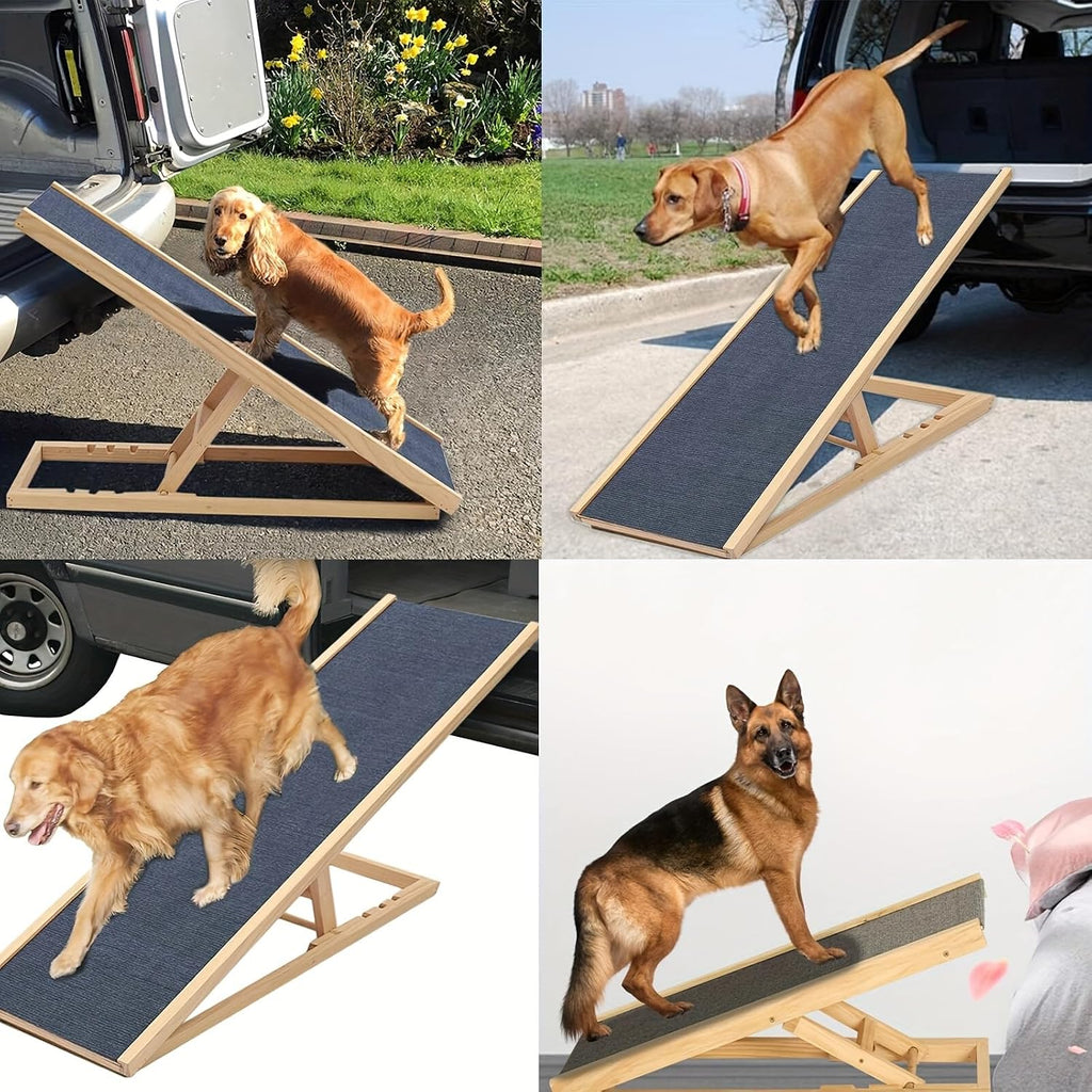 40" Dog Ramp for Couch & Low Bed – Extra Wide 16” Non-Slip Walking Surface, Load 100 lbs, Adjustable Pet Ramp with 4" To
