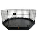 PJYuCien Puppy Playpen with Bottom Pad and Door, 8 Panels 24" H, Black