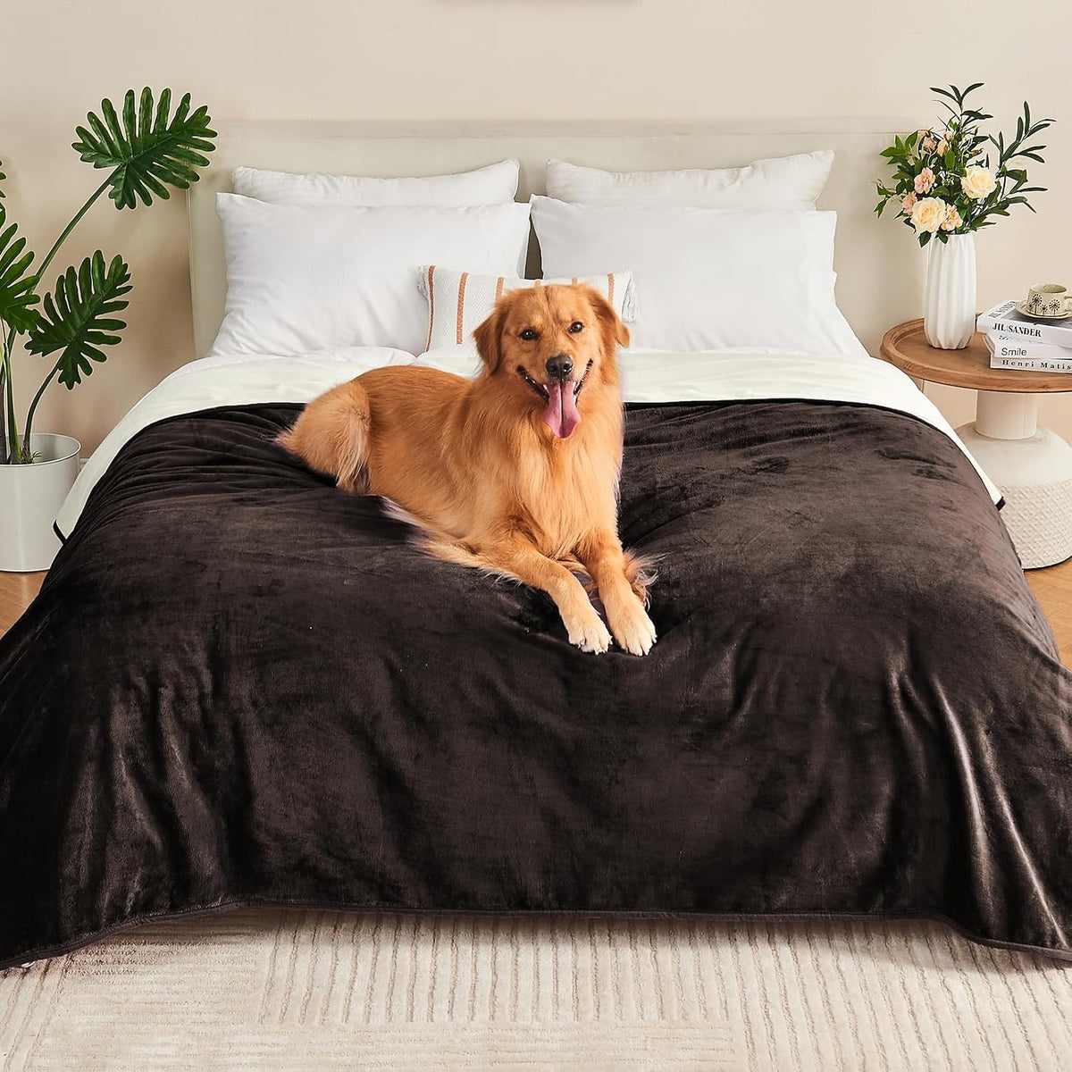 Waterproof Blanket Bed Cover 60"x80" for Adults or Pets, Navy Blue
