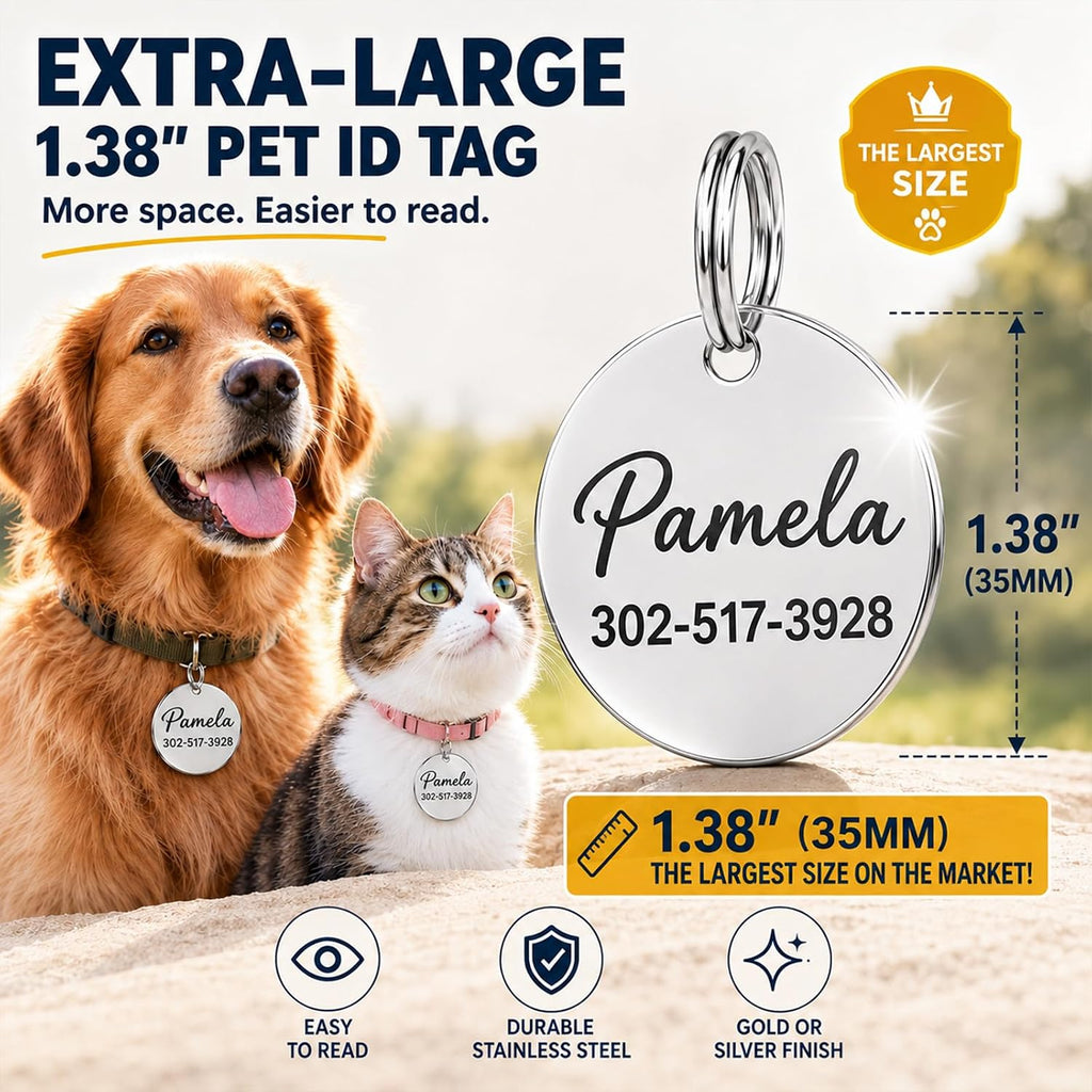 Pet ID Tags, Personalized Dog Tags and Cat Tags with Any Name and Number