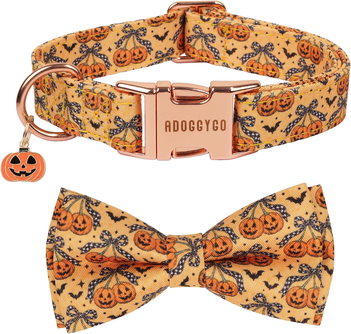 Fall Thanksgiving Dog Collar, Pumpkin Dog Bow Tie Collar, Small