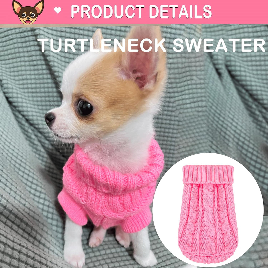 XXS Dog Sweater, 2 Pieces Turtleneck Knitted Chihuahua Sweater