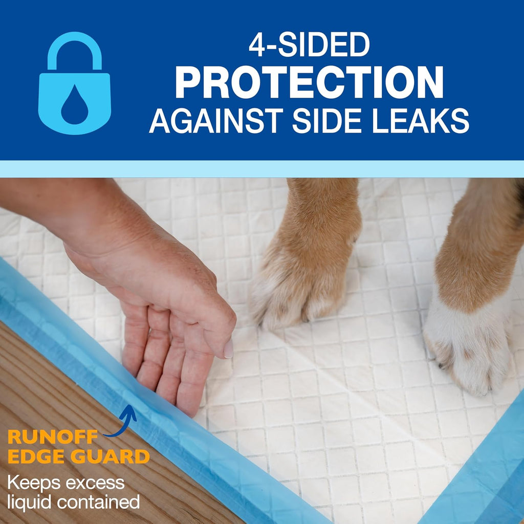 Four Paws Wee-Wee Superior Performance Extra Large Pee Pads for Dogs with Runoff Barrier Edge Guard Protection, Puppy & 