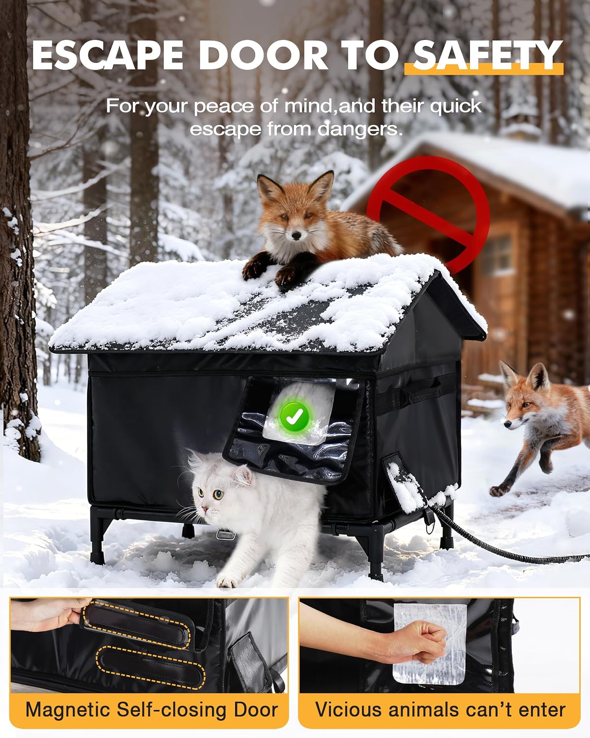 Heated Outdoor Cat House - Large Weatherproof Shelter for Multiple Cats