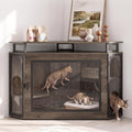 48" Corner Cat Cage Furniture w/2-Tier Shelves, Large Cat House