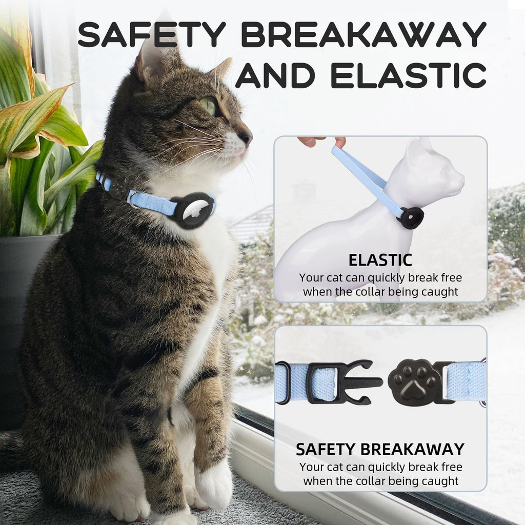 AirTag Cat Collars, Stretchy Collar with Air Tag Holder and Bell