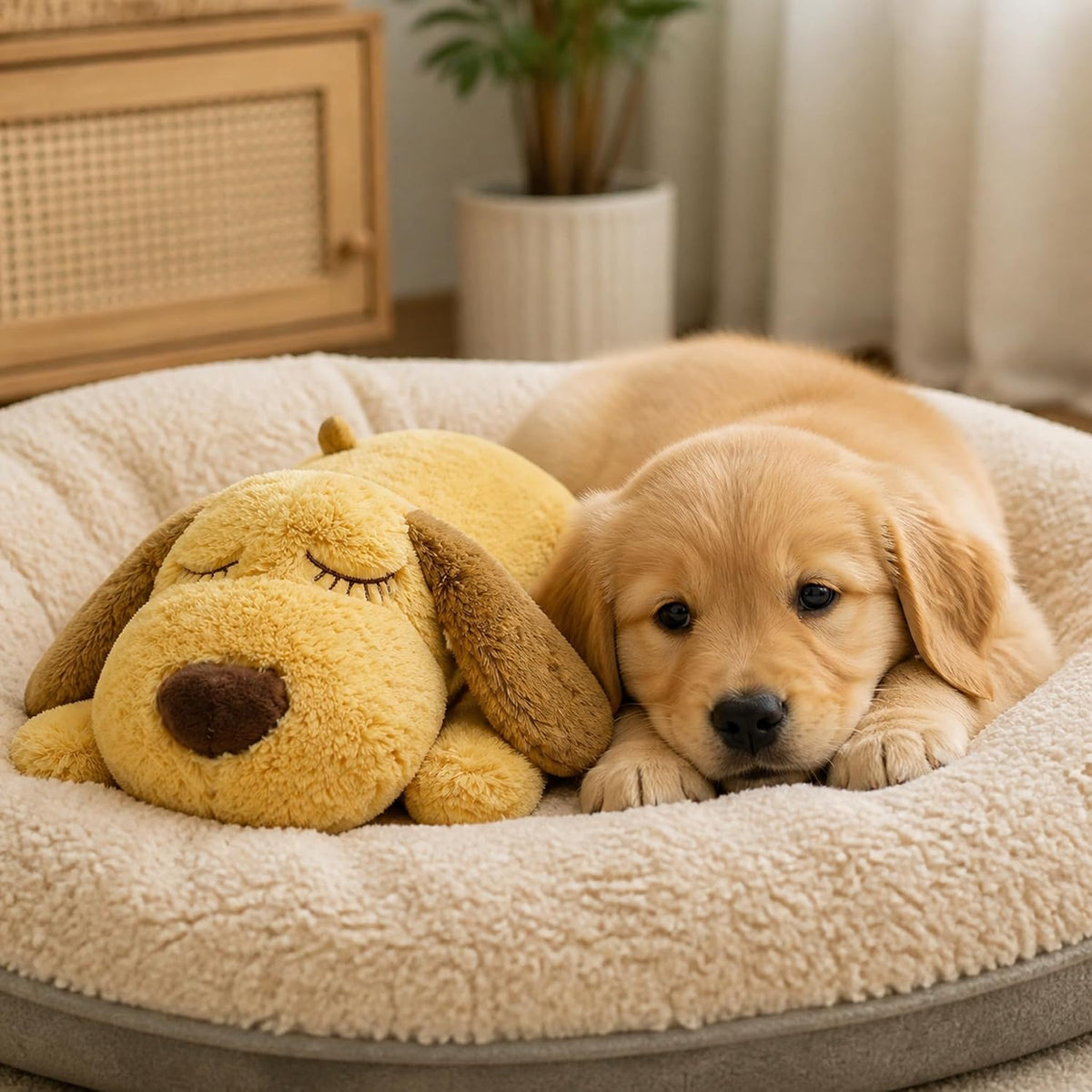 Heartbeat Puppy Toy for Anxiety Relief, Calming Plush Dog Sleep Aid