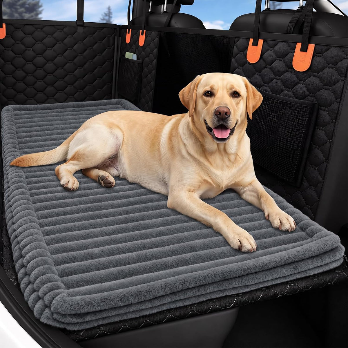 Backseat Dog Bed Mat for Car, Non-Slip Dog Bed for Car Back Seat
