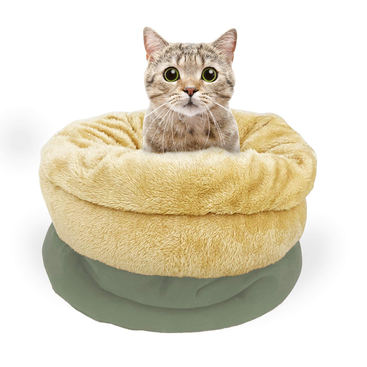 GOOPAWS 4 in 1 Self Warming Burrow Cat Bed Hideway Sleeping Cuddle Cave