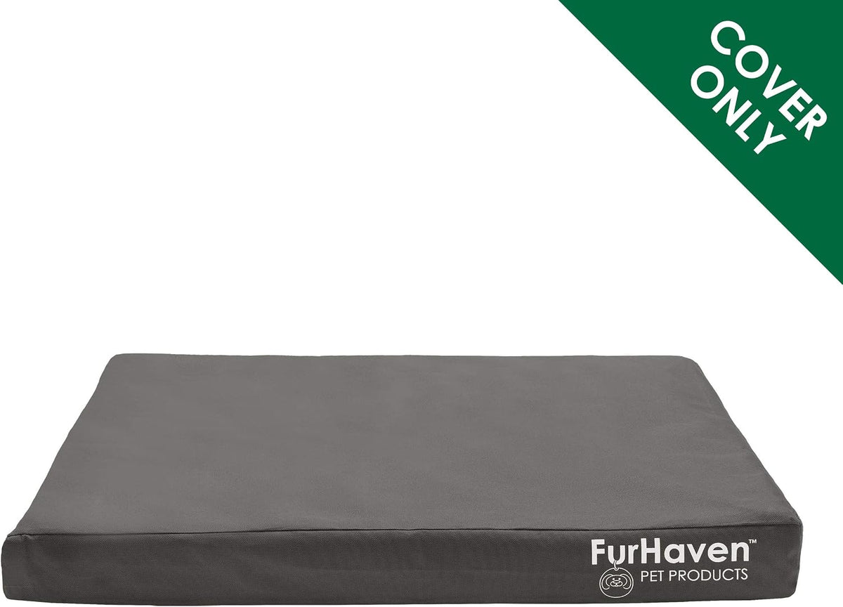 Furhaven Replacement Dog Bed Cover Water-Resistant Indoor/Outdoor Logo Print Oxford Polycanvas Mattress, Washable - Ston