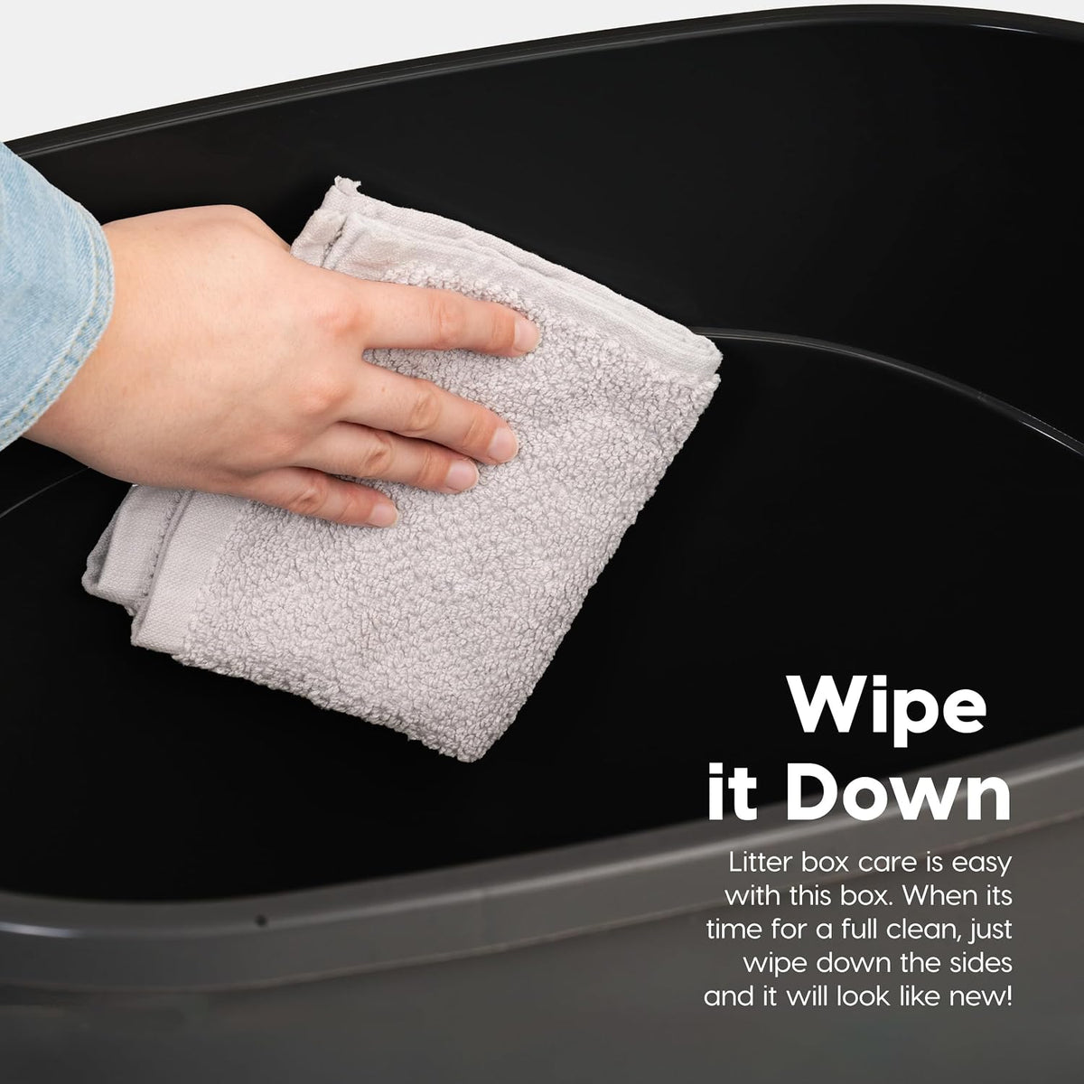 IRIS USA Top Entry Cat Litter Box, Hooded Privacy, Large, Black/Gray