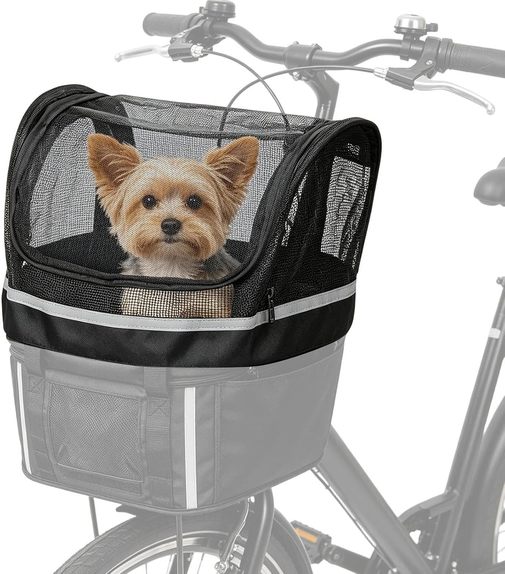 Pet Bike Basket – Dog Cat Handlebar Carrier | Mesh Window Reinforced