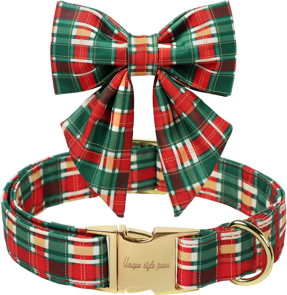 Christmas Dog Collar Bow Medium Girl Boy Dog-Red Polka M