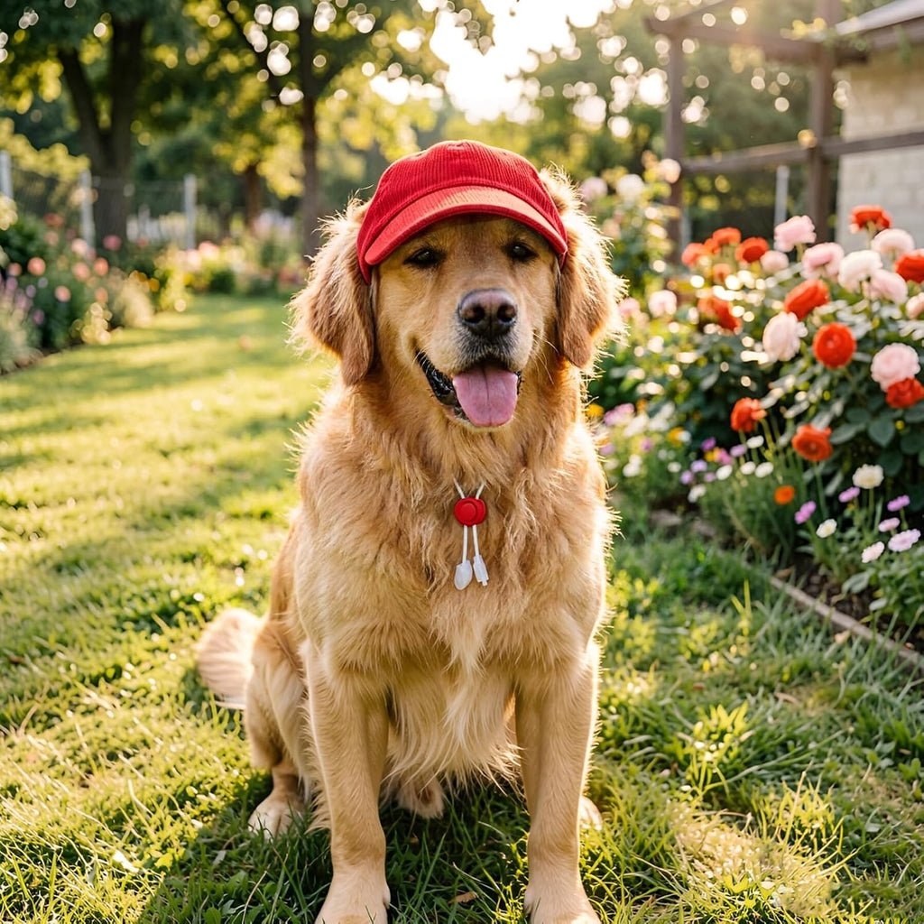 Pet Dog Baseball Cap, Cat Hat, Cat Dog Sun Cap with Ear Holes, Adjustable Puppy Outdoor Sun Hat (Pure Red, Small)