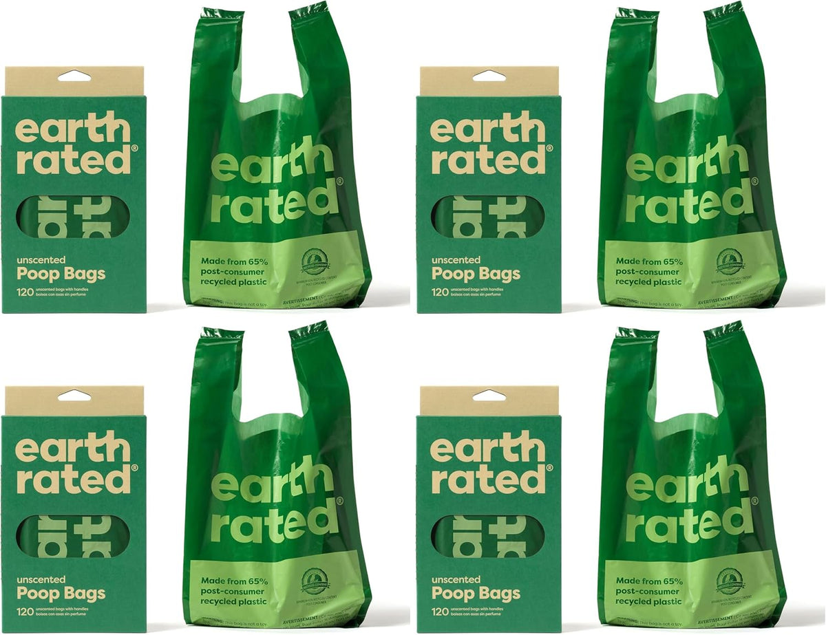 Earth Rated Dog Poop Bags for Dogs, 120 Easy Tie Handle Bags, Lavender