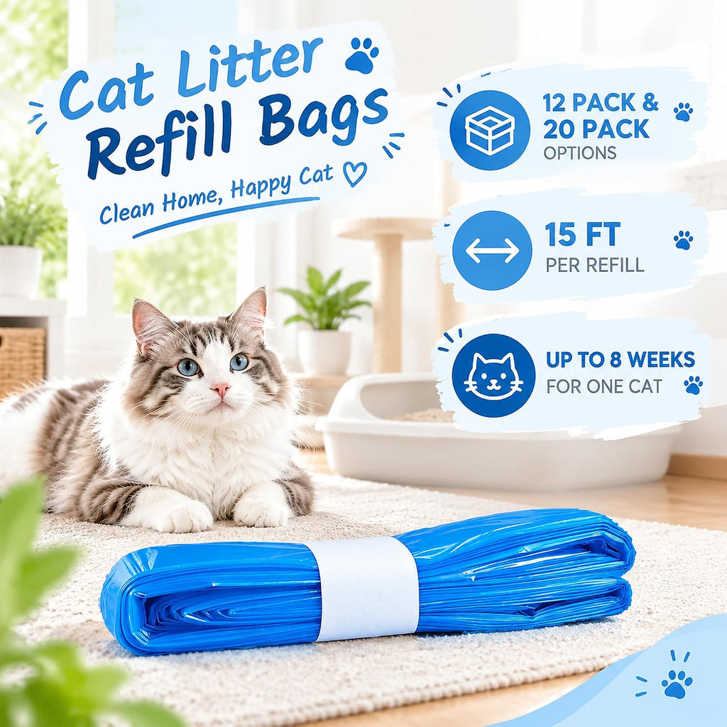 12 Pack Cat Litter Refill Bags Fit for Litter Genie Standard, Plus, XL Pail
