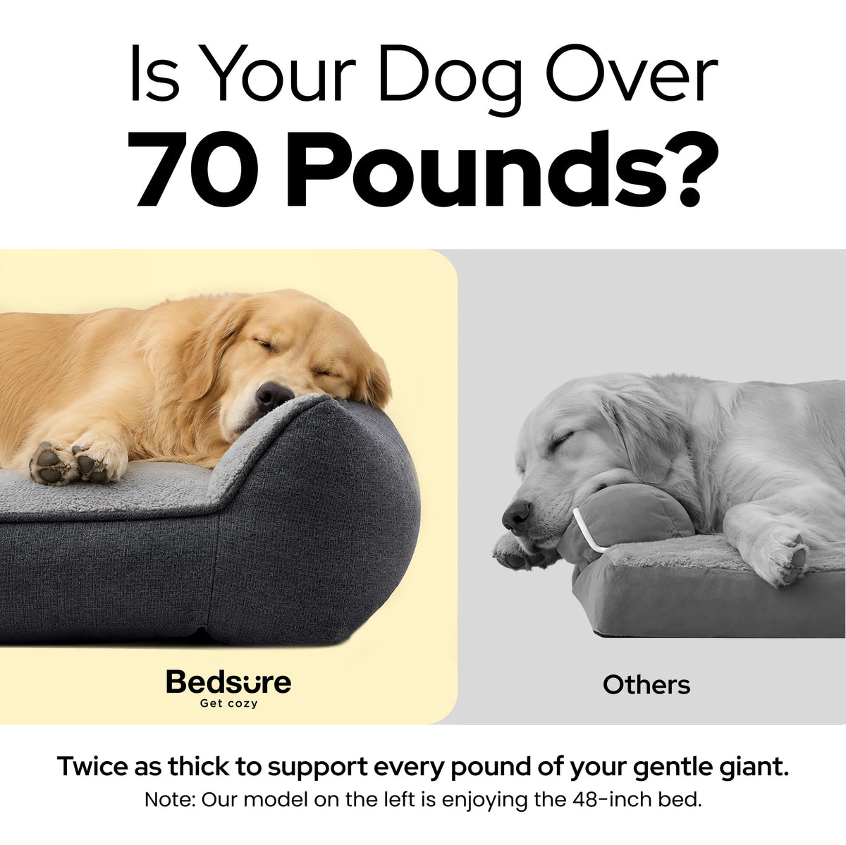 Bedsure SupportMax® Extra Thick Orthopedic XL Dog Beds Large Sized Dog
