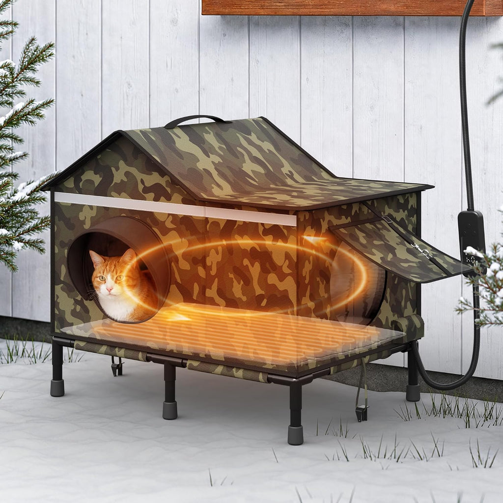 Heated Cat House for Outside Insulated Cat House Outdoor Black M