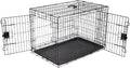 Amazon Basics Portable, Easy to Assemble, Foldable Metal Wire Dog Crate with Removable Tray, Double Door, Divider Panel,