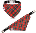 Christmas Tartan Plaid Dog Bandana 2-in-1 Adjustable Nylon Strap - Medium