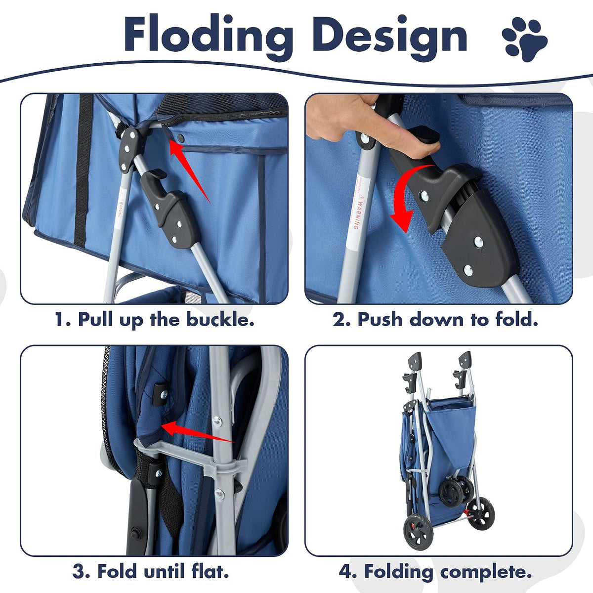 DUMOS 3 Wheels Pet Stroller for Small Dogs and Cats, Foldable