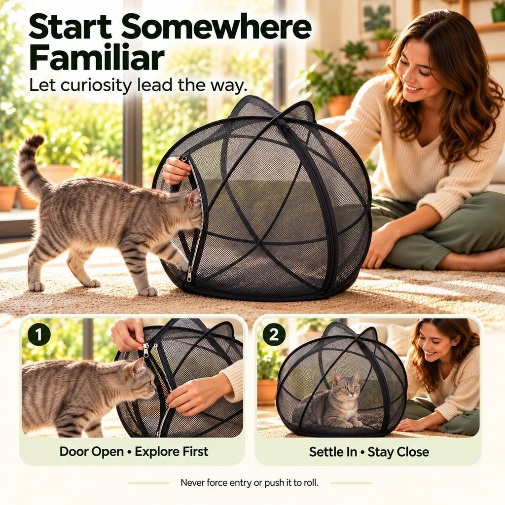 2027 New Cat Hamster Ball for Outside 27.6in Rolling Cat Playpen，Black