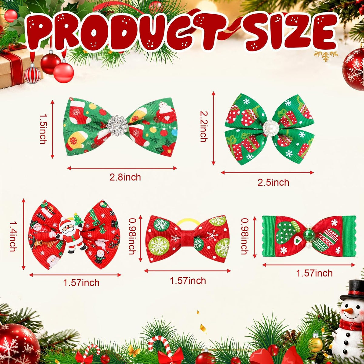 150 Pcs Christmas Dog Hair Bows Grooming Bows Bulk