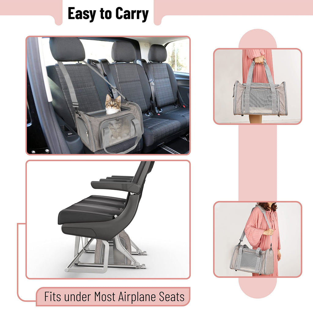 Mr. Pen- Pet Carrier, 17.5" x 11.2" x 11.5", Medium Size, Gray