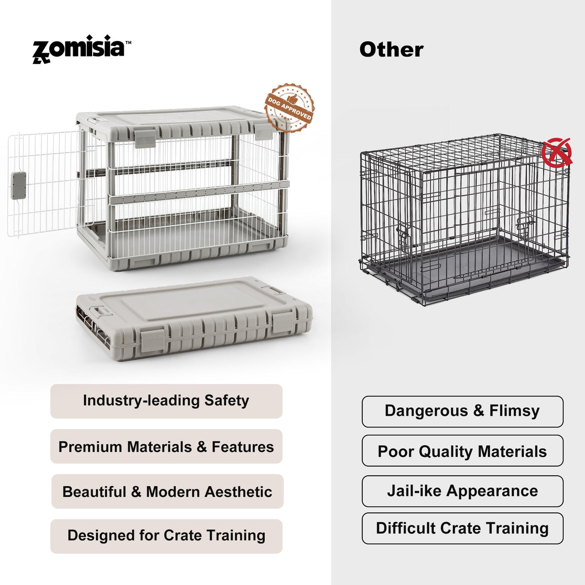 ZOMISIA 28" L Collapsible Dog Crate for Dogs, Heavy Duty Dog Kennel Indoor