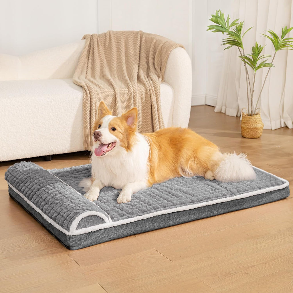 Orthopedic Large Dog Bed Pillow Soft Pet Sofa Bed 36''X24'' Grey