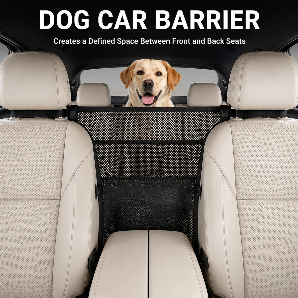 Dog Car Barrier for Audi Q7 Premium 2017–2026, Mesh Pet Barrier for Back Seat with Adjustable Straps, Lower Hooks and Me