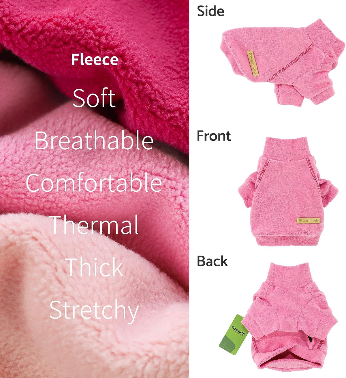 Fitwarm 3 Pack Classic Fleece Dog Sweater, Turtleneck Dog Sweatshirt, Dog Winter Clothes for Small Dogs Girl, Pet Pullov
