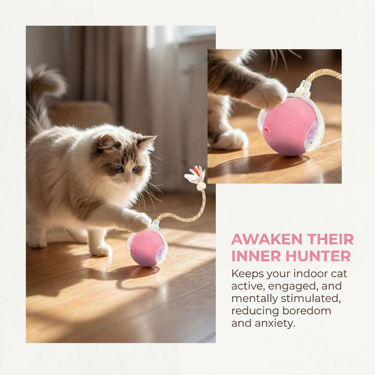 Interactive Cat Toy Ball, 3 Modes, Christmas Gift for Cats