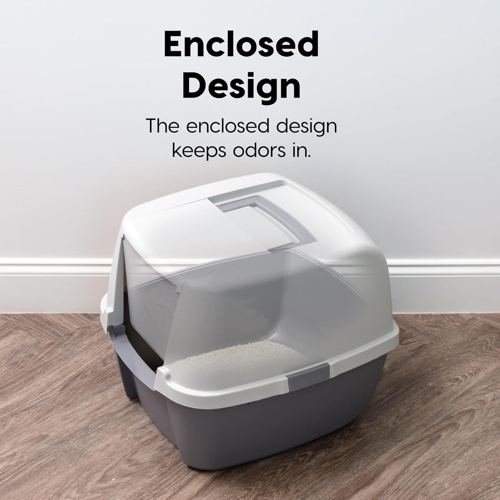 IRIS USA Large Front Door Cat Litter Box, Walk-in Entry, Gray