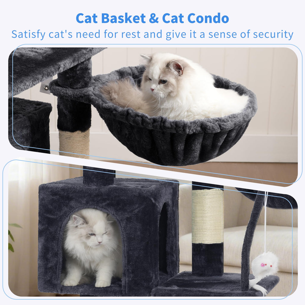 Heybly Cat Tree with Toy, 43.3 inch Cat Tower for Indoor Cats HCT004SG