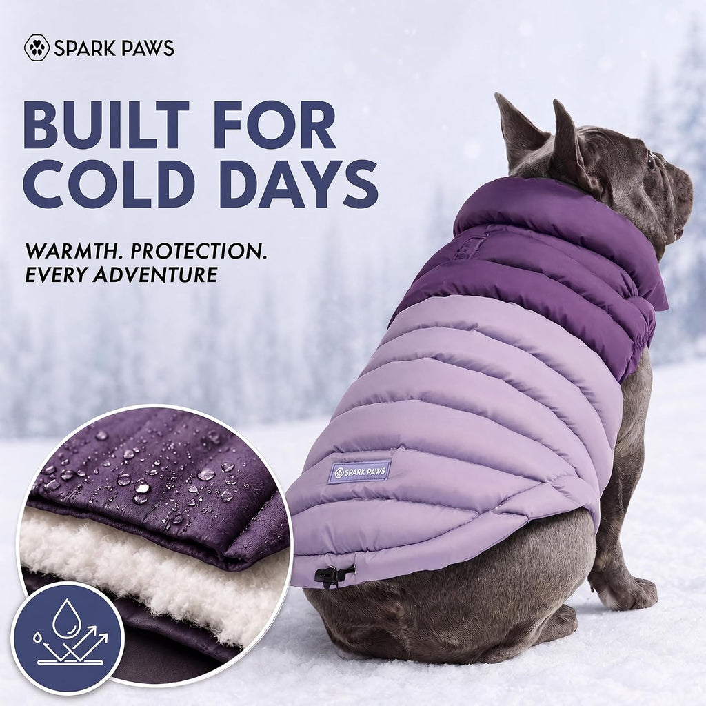 Spark Paws Dog Puffer Jacket, Winter Coat for Small Medium Large Dogs