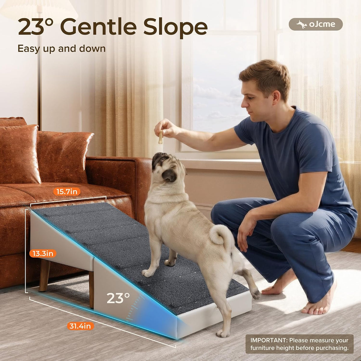 2 in 1 Ottoman Dog Ramp for Couch,Stable Folding Ramp for Small Dogs