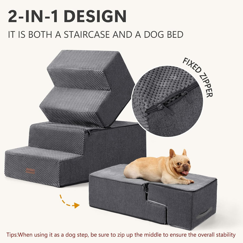 Dog Steps for Bed or Couch,4-Step Pet Stairs for Small Dogs & Cats