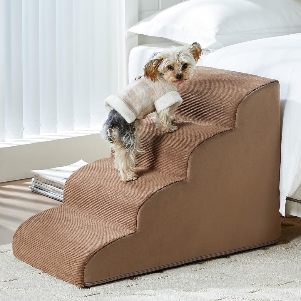 Dog Stairs for Small Dogs, 2-Steps Dog Ramp for Couch, Pet Stairs with Highly Supportive Foam and Non-Slip Bottom, Pet S