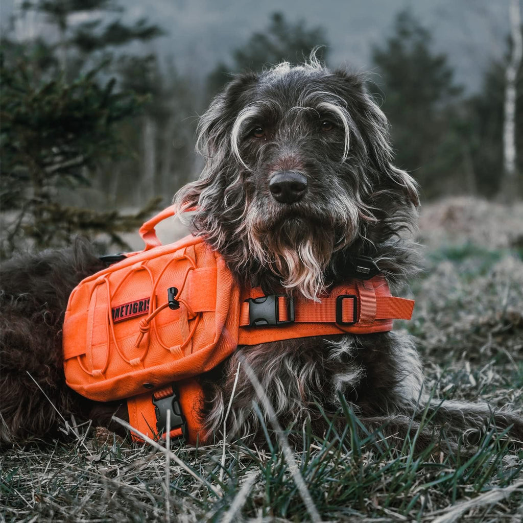 OneTigris Dog Backpack for Medium & Large Dogs, Mammoth Nylon Dog Pack Tactical Backpack Harness with Side Pockets for H
