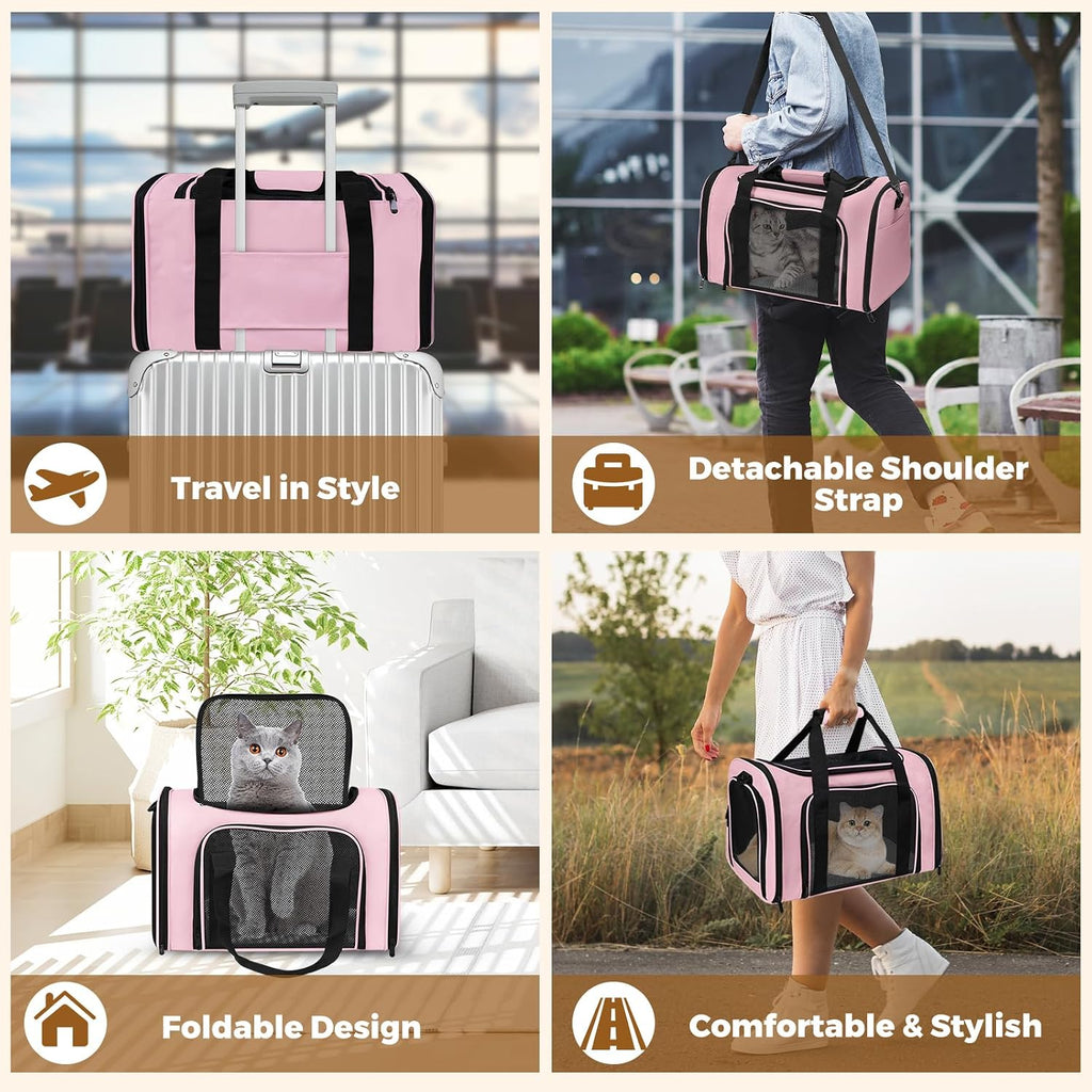 Large Cat Carrier Soft Up to 28 Lbs, Breathable Pet Bag with Steel Frame